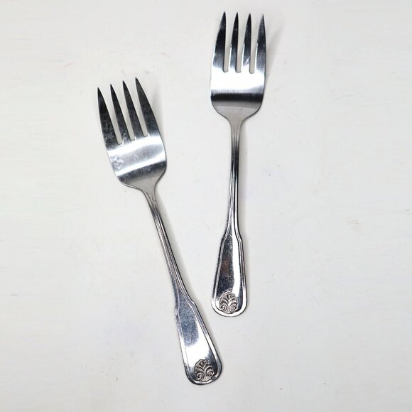 Vintage Oneida Craft Large Stainless Steel Serving Forks Classic Shell Pattern 2 - Picture 5 of 7